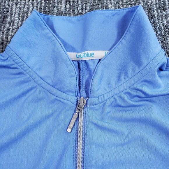 GG Blue Luxe Sport Women's Long Sleeve Blue Golf Tennis Qtr Zip Top Active - Picture 4 of 13